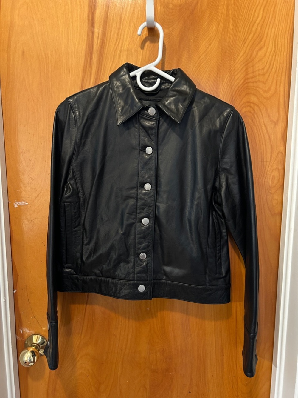 Banana Republic Black Leather Button-Front Jacket